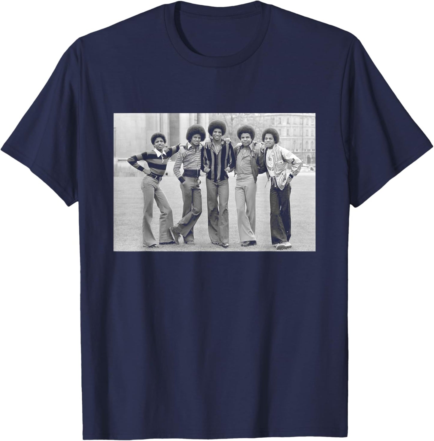 80s Pop Superstar Icon The Jackson 5 in Hyde Park 1977 T-Shirt - T-Shirt | Navy