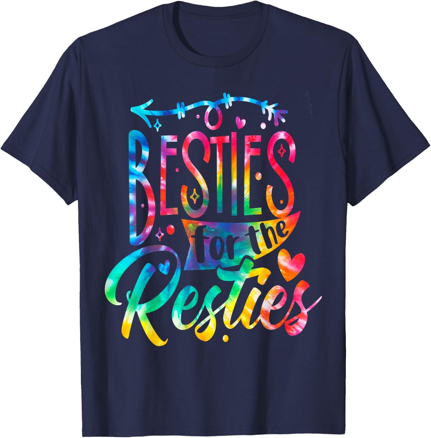 Besties For Restie BFF Best Friends Matching Couple Tie Dye T-Shirt - T-Shirt | Navy