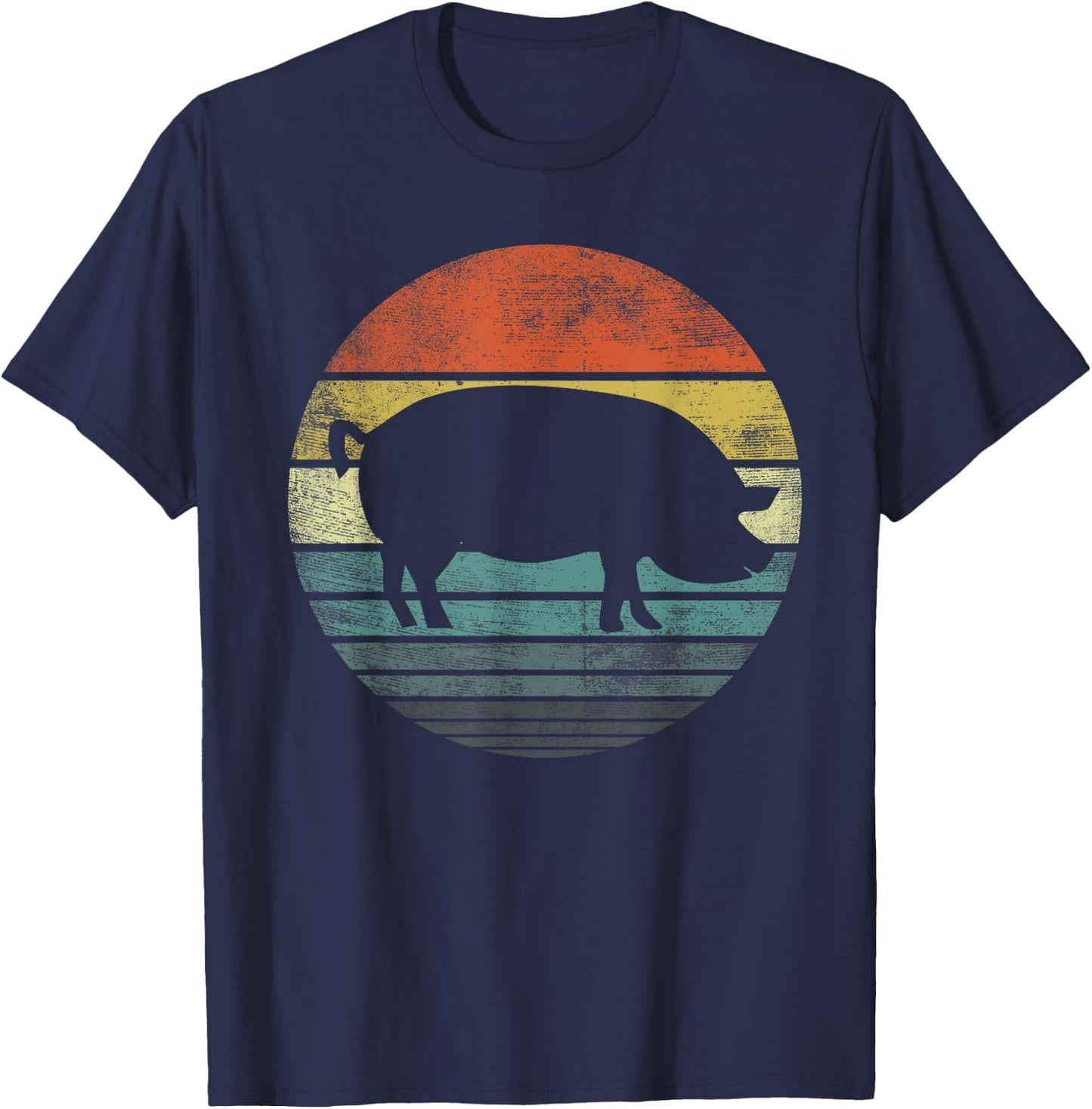 Pig Lover Gifts Funny Farmer Retro Vintage Farm Animals T-Shirt - T-Shirt | Navy