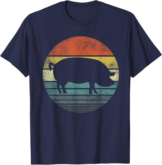 Pig Lover Gifts Funny Farmer Retro Vintage Farm Animals T-Shirt - T-Shirt | Navy