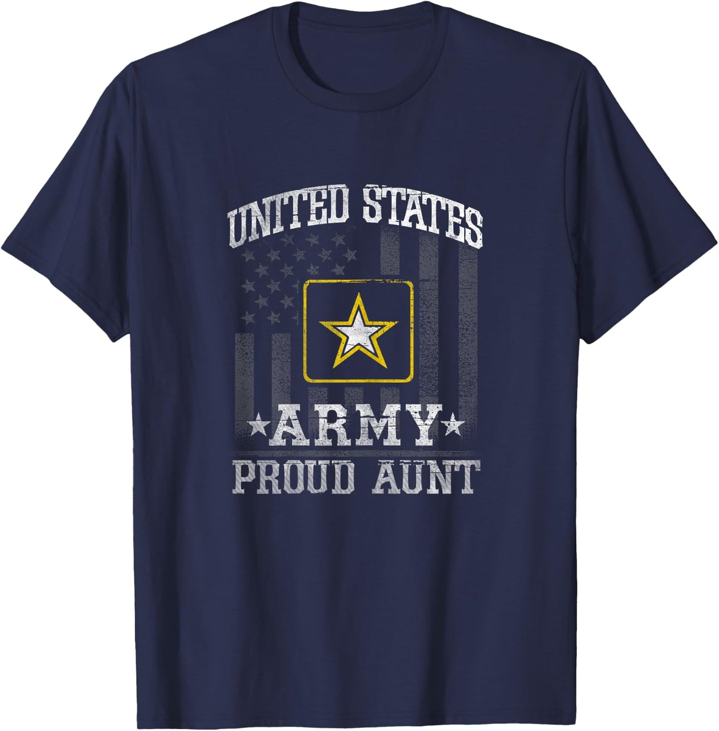 U.S. Army Gift Vintage Modern US Army Proud Aunt , Black, X-Small, Women, Short Sleeve, , Birthday Theme Women's T-Shirt - T-Shirt | Navy