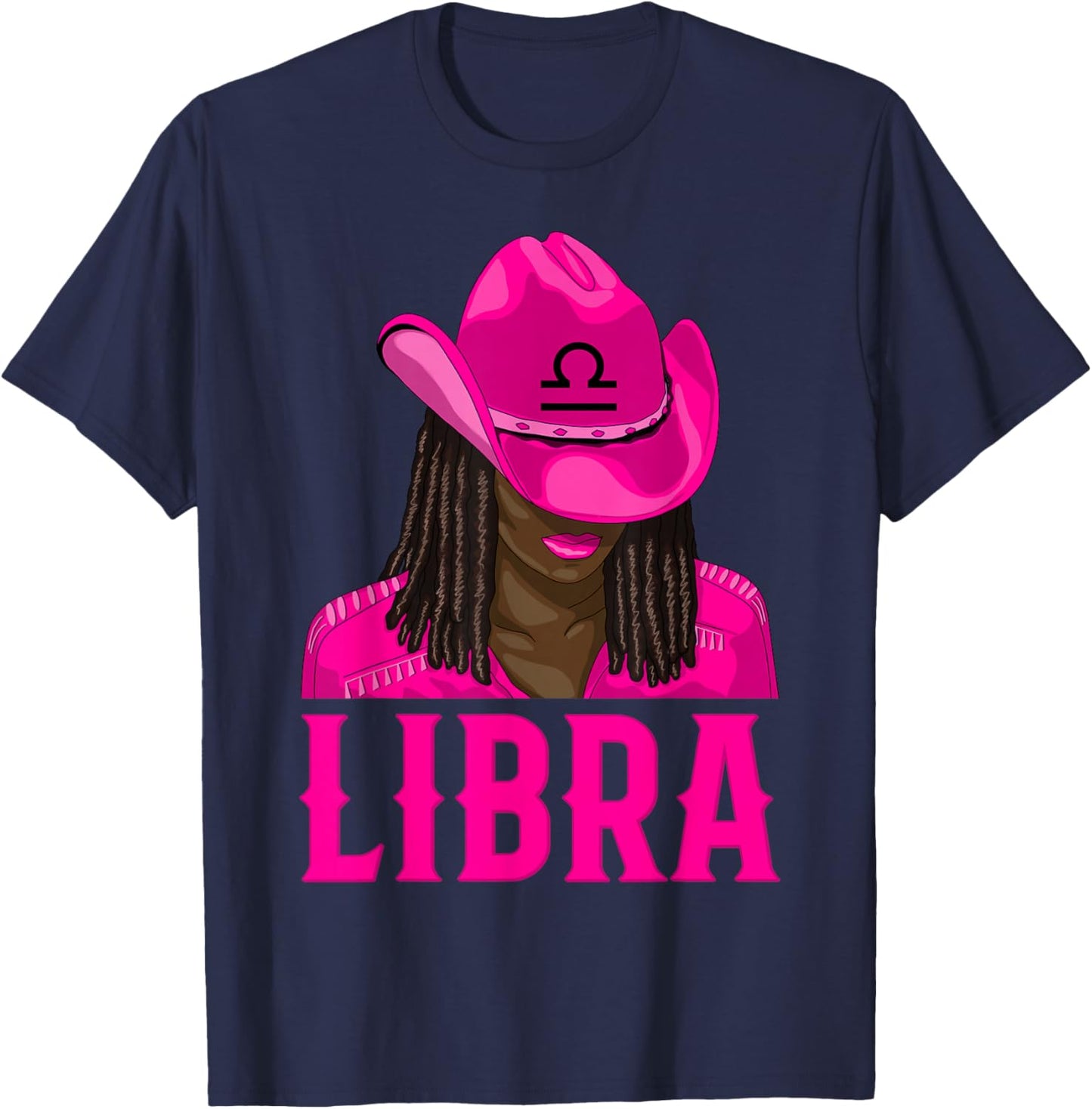 Libra Western Cowgirl African American Black Women T-Shirt - T-Shirt | Navy