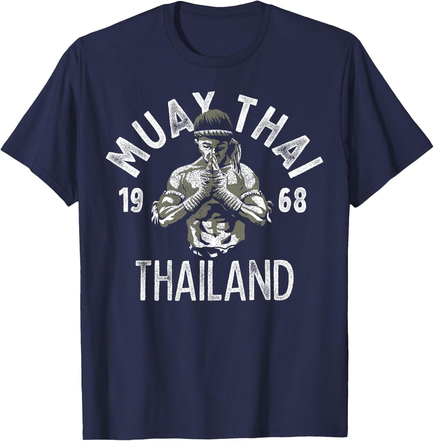 Muay Thai Thailand Vintage Tiger Fighter Training Gift T-Shirt - T-Shirt | Navy