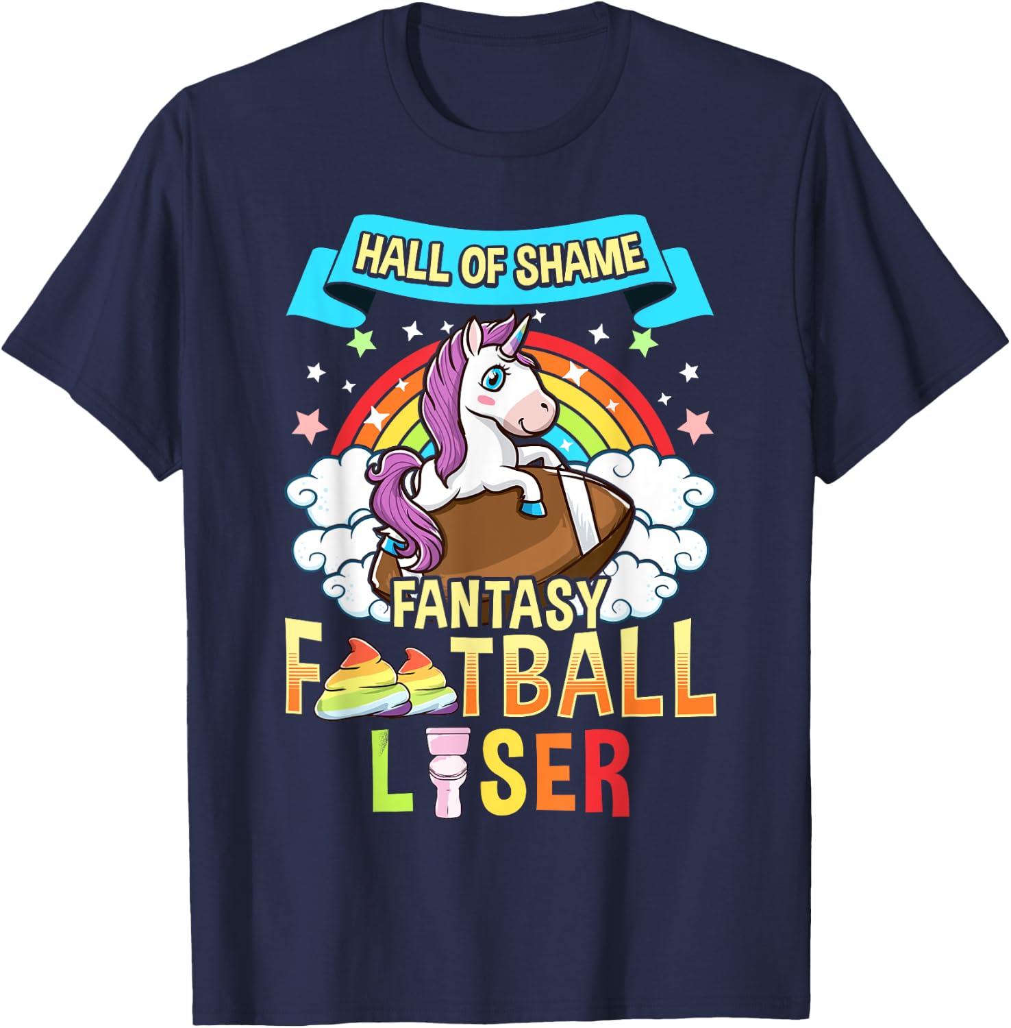 Fantasy Football Loser Last Place Funny Draft Party Unicorn T-Shirt - T-Shirt | Navy