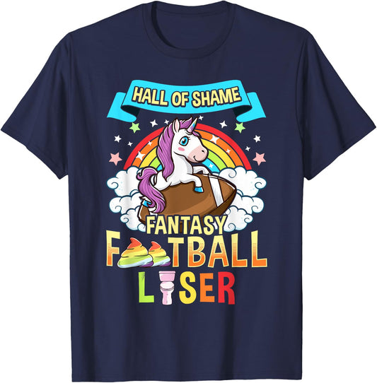 Fantasy Football Loser Last Place Funny Draft Party Unicorn T-Shirt - T-Shirt | Navy