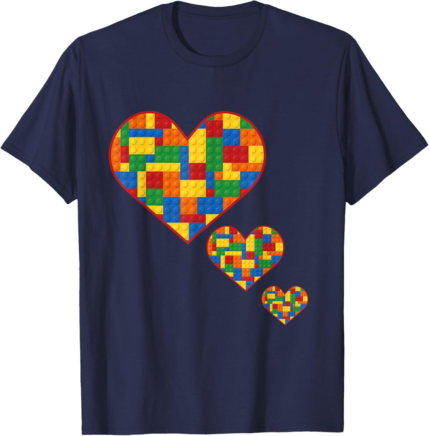 Master Builder Block Brick Building Heart Valentines Day T-Shirt - T-Shirt | Navy