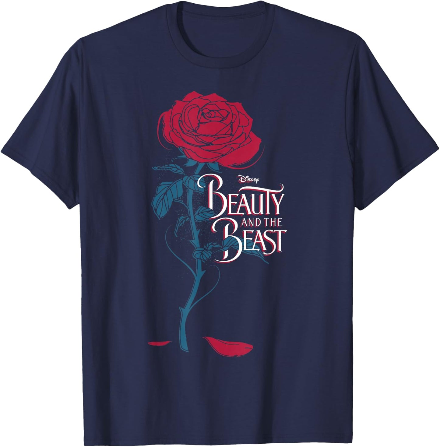 Disney Beauty & The Beast Wilting Rose Logo Graphic T-Shirt - T-Shirt | Navy