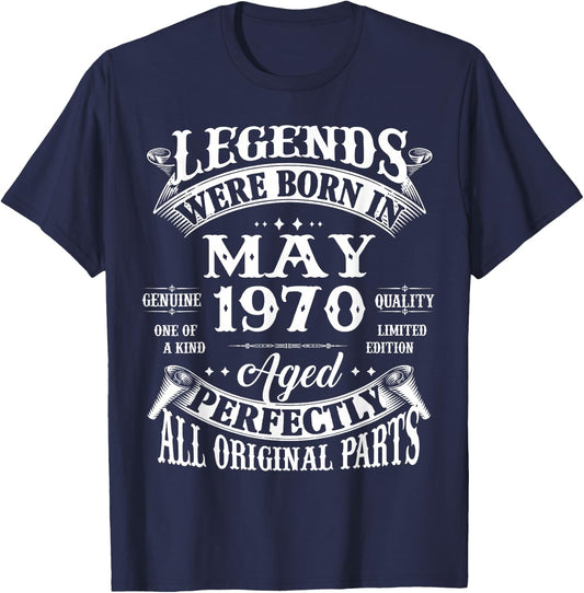 56th Birthday Legends Born In May 1970 56 Years Old T-Shirt - T-Shirt | Navy