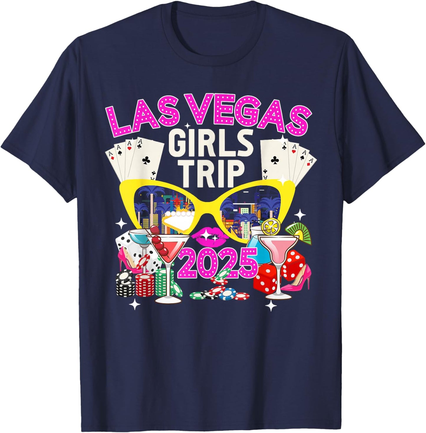 Las Vegas Girls Trip 2025 Las Vegas Girls Vacation Travel T-Shirt - T-Shirt | Navy