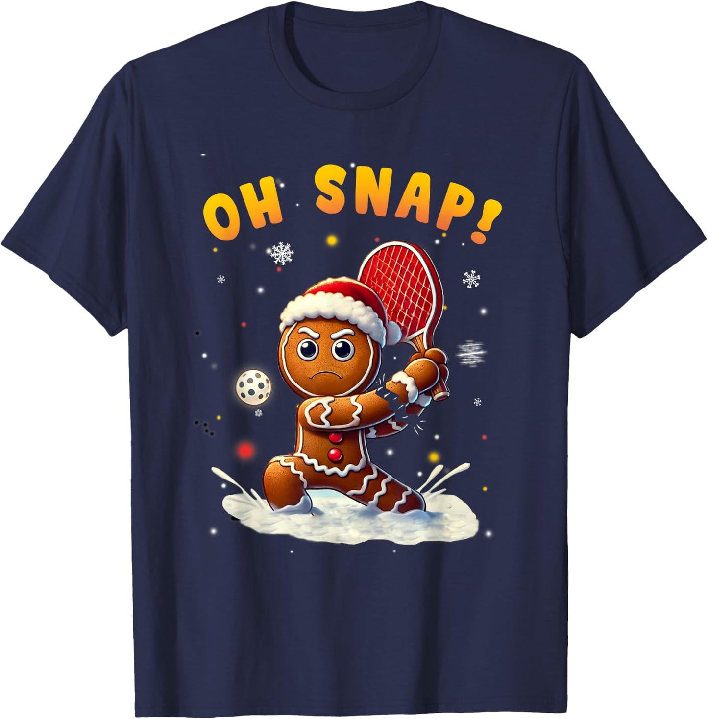 Oh Snap Gingerbreadman Christmas Pickleball T-Shirt - T-Shirt | Navy