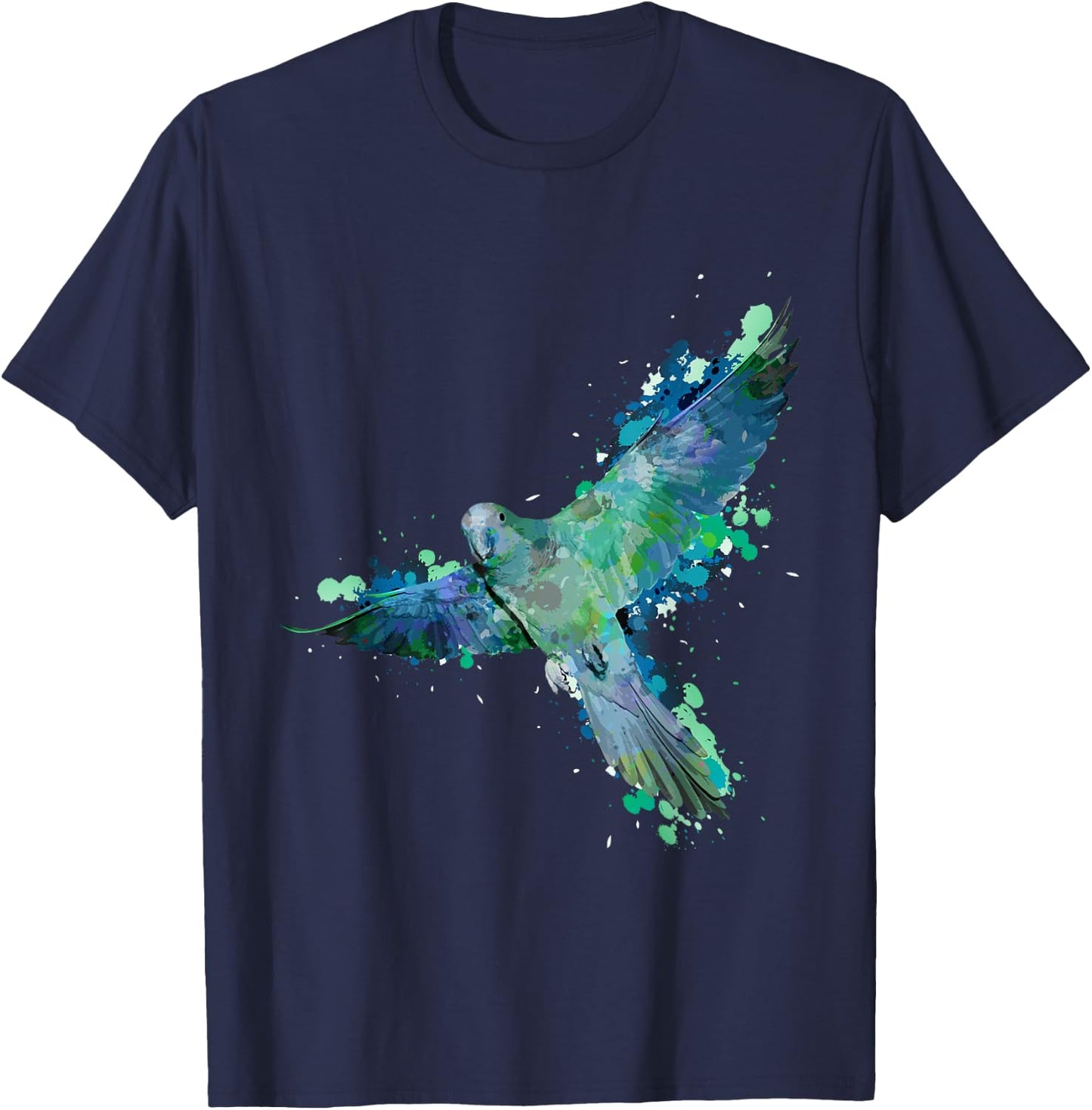 Watercolor Parrot T Shirt | Gift Parakeet Lovers Macaw T-Shirt - T-Shirt | Navy
