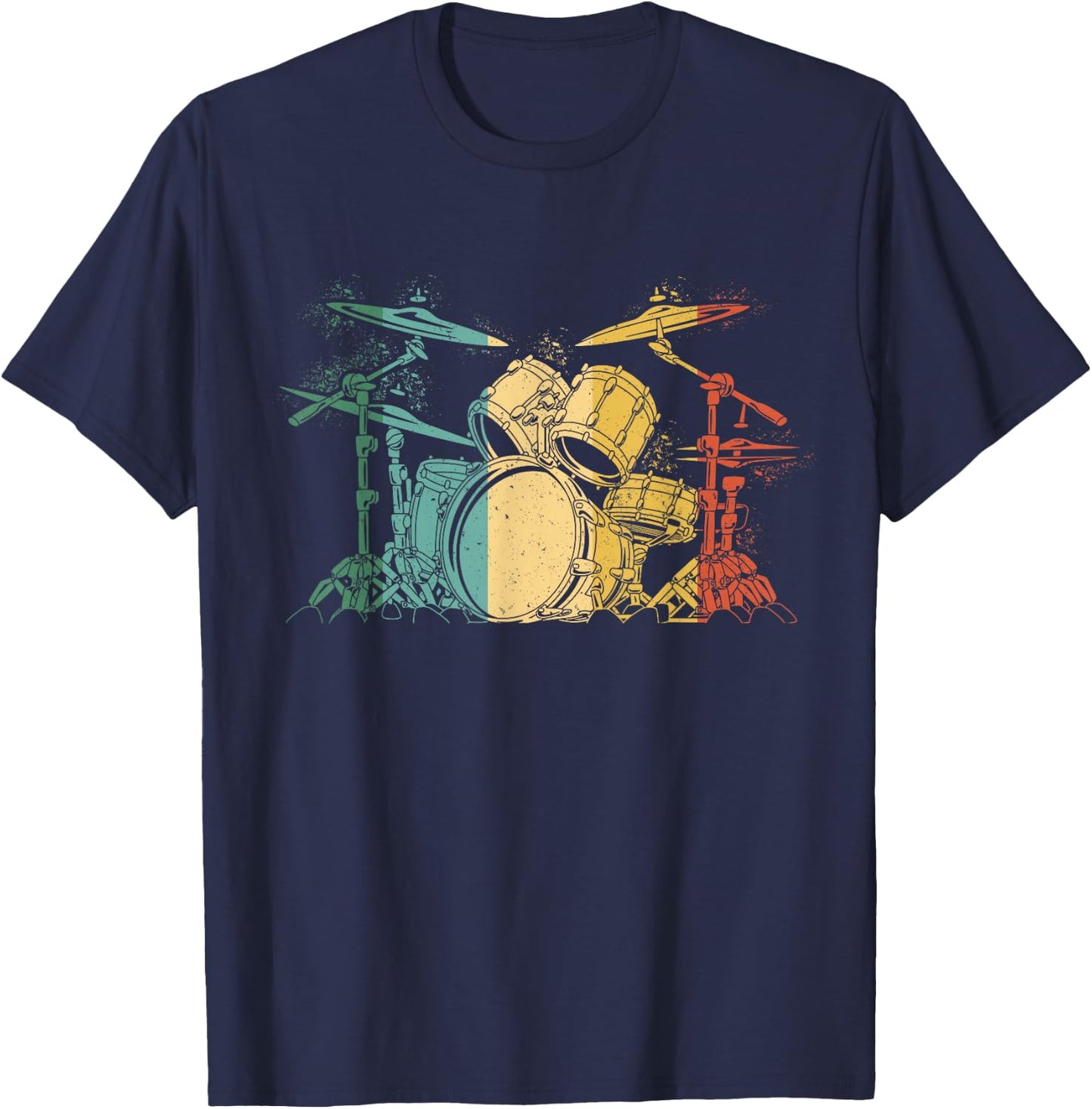 Drummer Retro Vintage Drum Set Drummers Men Drumming T-Shirt - T-Shirt | Navy