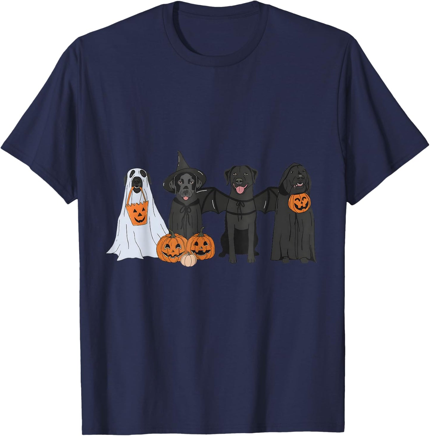 Black Labrador Halloween Ghost pumpkin T-Shirt - T-Shirt | Navy