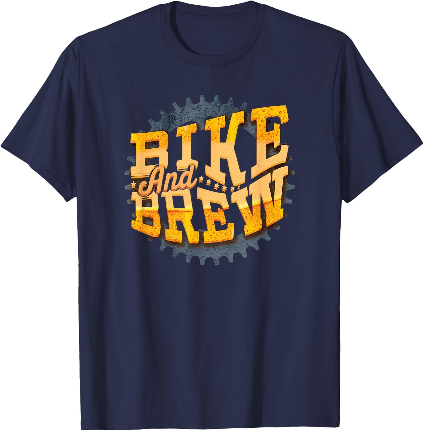 Bike And Brew | Biking Shirt Funny Bike Beer Shirt T-Shirt - T-Shirt | Navy