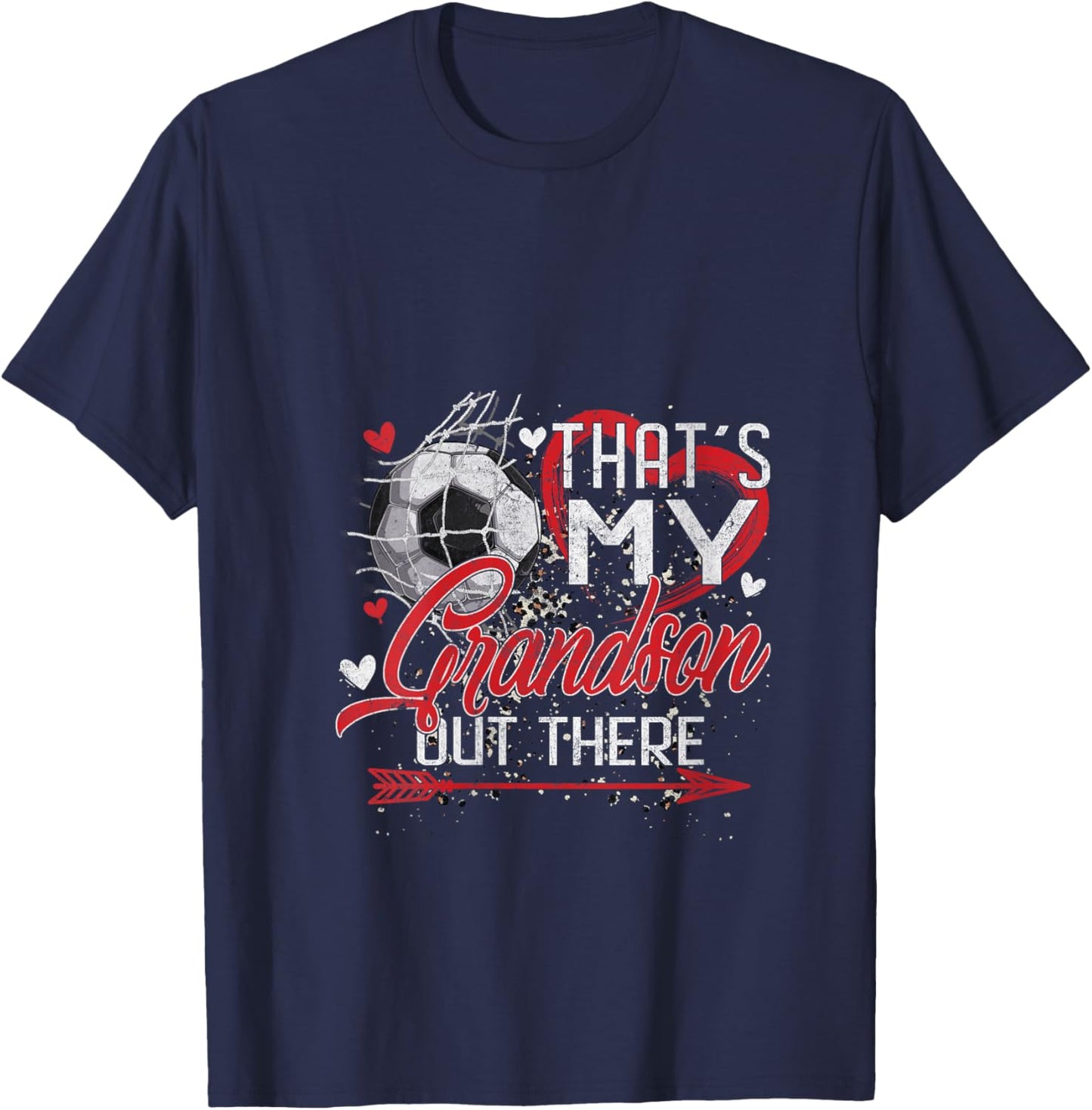 That's My Grandson Out There Soccer Grandma Mama Mothers Day V-Neck T-Shirt - T-Shirt | Navy
