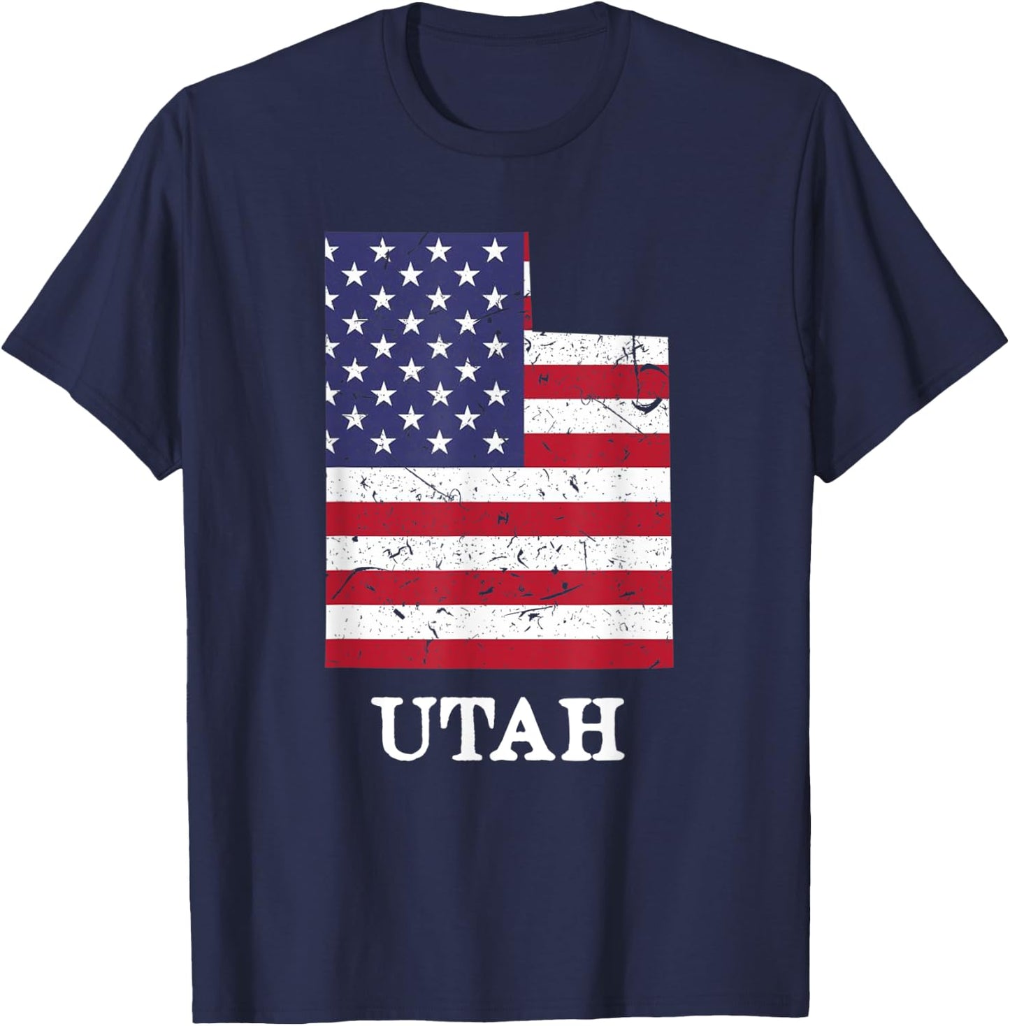 Utah Map State American Flag Shirt 4th Of July Pride Kids Men T-Shirt - T-Shirt | Navy