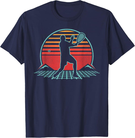 Racquetball Retro Vintage 80s Style Player Gift T-Shirt - T-Shirt | Navy