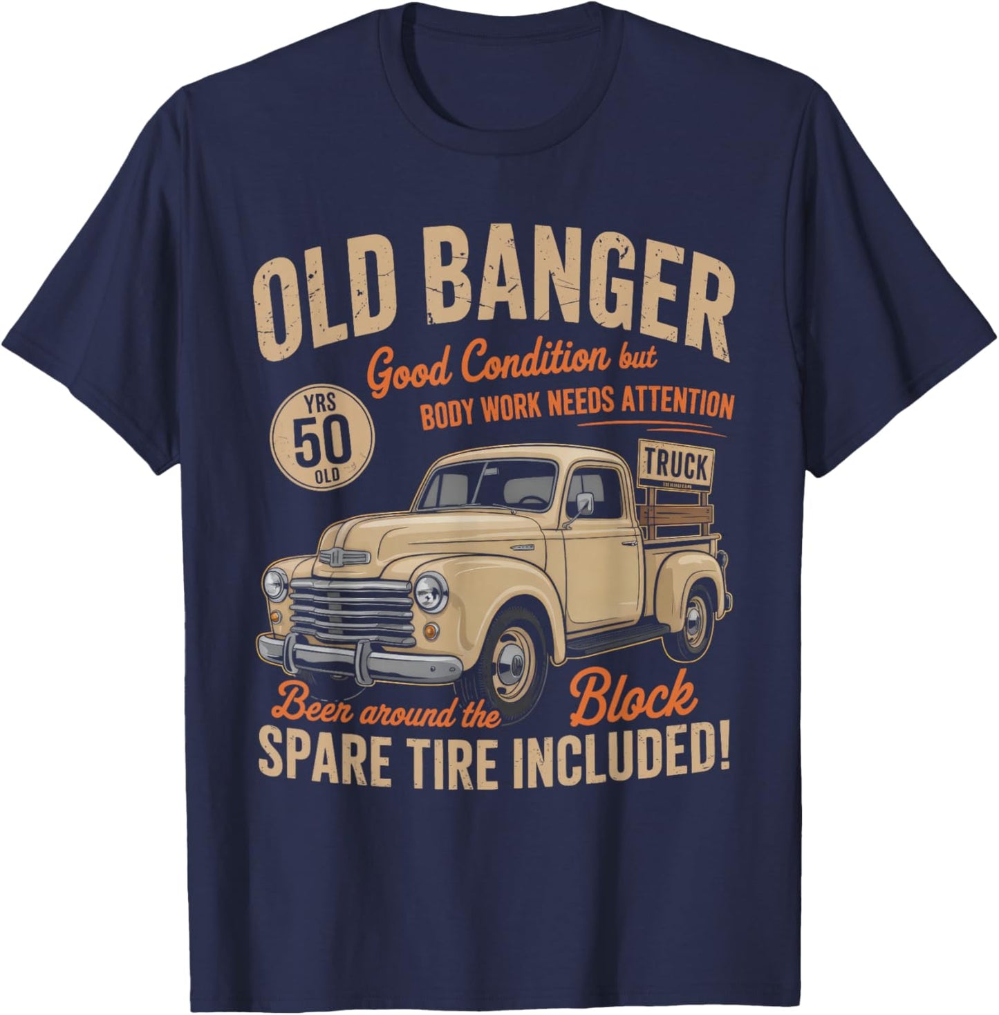Vintage 50th Birthday Vintage Old Banger 50 Years Old Men T-Shirt - T-Shirt | Navy