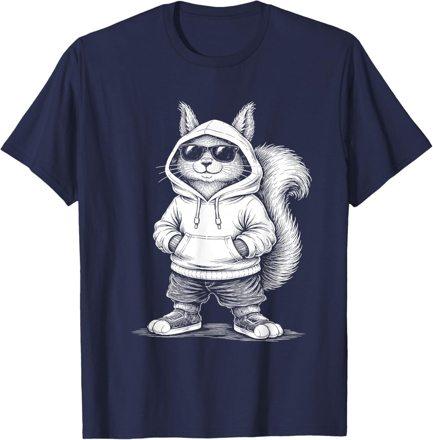 Cool Squirrel with Sunglasses Street Style T-Shirt - T-Shirt | Navy