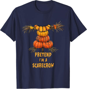 Pretend I'm A Scarecrow Funny Lazy Halloween Costume DIY T-Shirt - T-Shirt | Navy