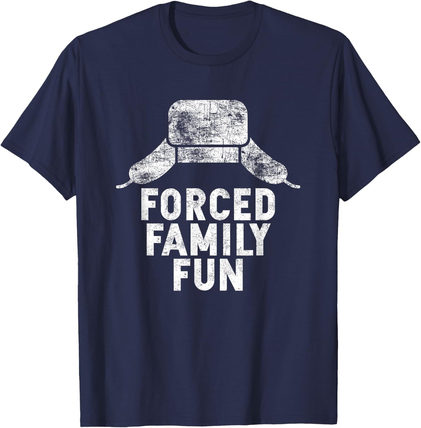 Forced Family Fun Holiday Apparel and Gift -Adults Red Thanksgiving T-Shirt - T-Shirt | Navy
