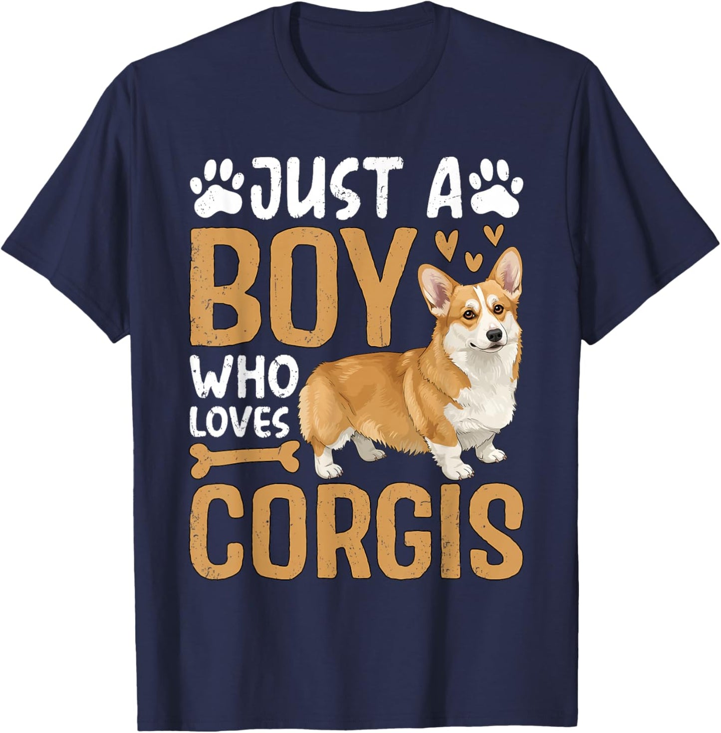 Just A Boy Who Loves Corgis T-Shirt - T-Shirt | Navy