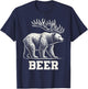 Funny Beer Lover Bear Deer Beer Drinking Animal Humor T-Shirt - T-Shirt | Navy