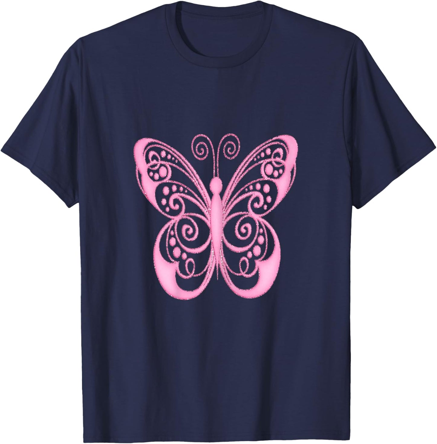 Pretty Pink Butterfly T-Shirt - T-Shirt | Navy