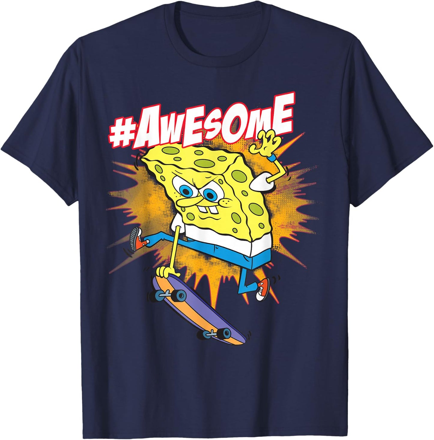 Spongebob SquarePants Awesome Skateboard Trick T-Shirt - T-Shirt | Navy