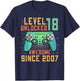 Awesome Since 2007 18 Birthday Boy Gamer Gifts Level 18 Unlocked 18th Birthday Black Gaming T-Shirt - T-Shirt | Navy