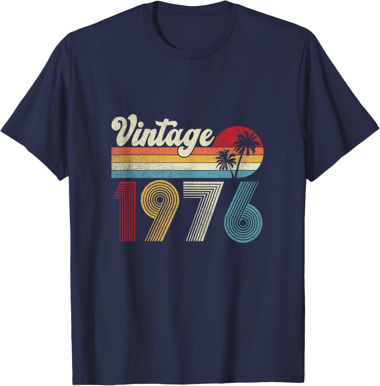 Vintage Born in 1976 Retro 50th Birthday Gifts 50 Years Old T-Shirt - T-Shirt | Navy