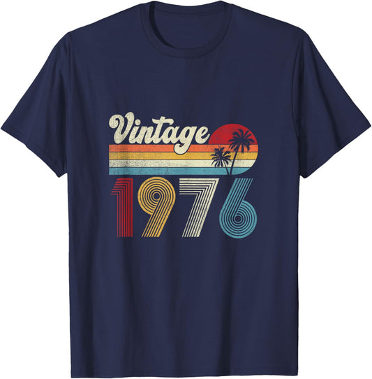 Vintage Born in 1976 Retro 50th Birthday Gifts 50 Years Old T-Shirt - T-Shirt | Navy