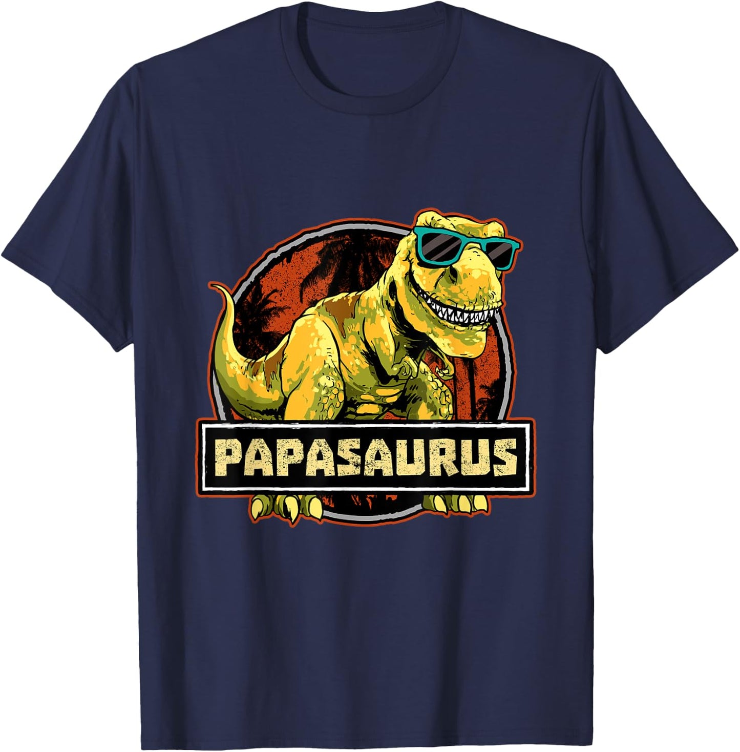 Papasaurus Dad T-Rex Dinosaur Birthday Matching T-Shirt - T-Shirt | Navy