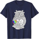 Owl coloring t shirt - adult coloring books t shirt T-Shirt - T-Shirt | Navy