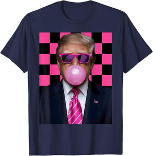 Pink Sunglasses Trump Bubble Gum Shirt 2024 Vote President T-Shirt - T-Shirt | Navy