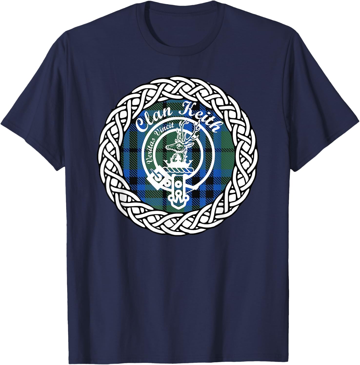 Keith surname last name Scottish Clan tartan badge crest T-Shirt - T-Shirt | Navy