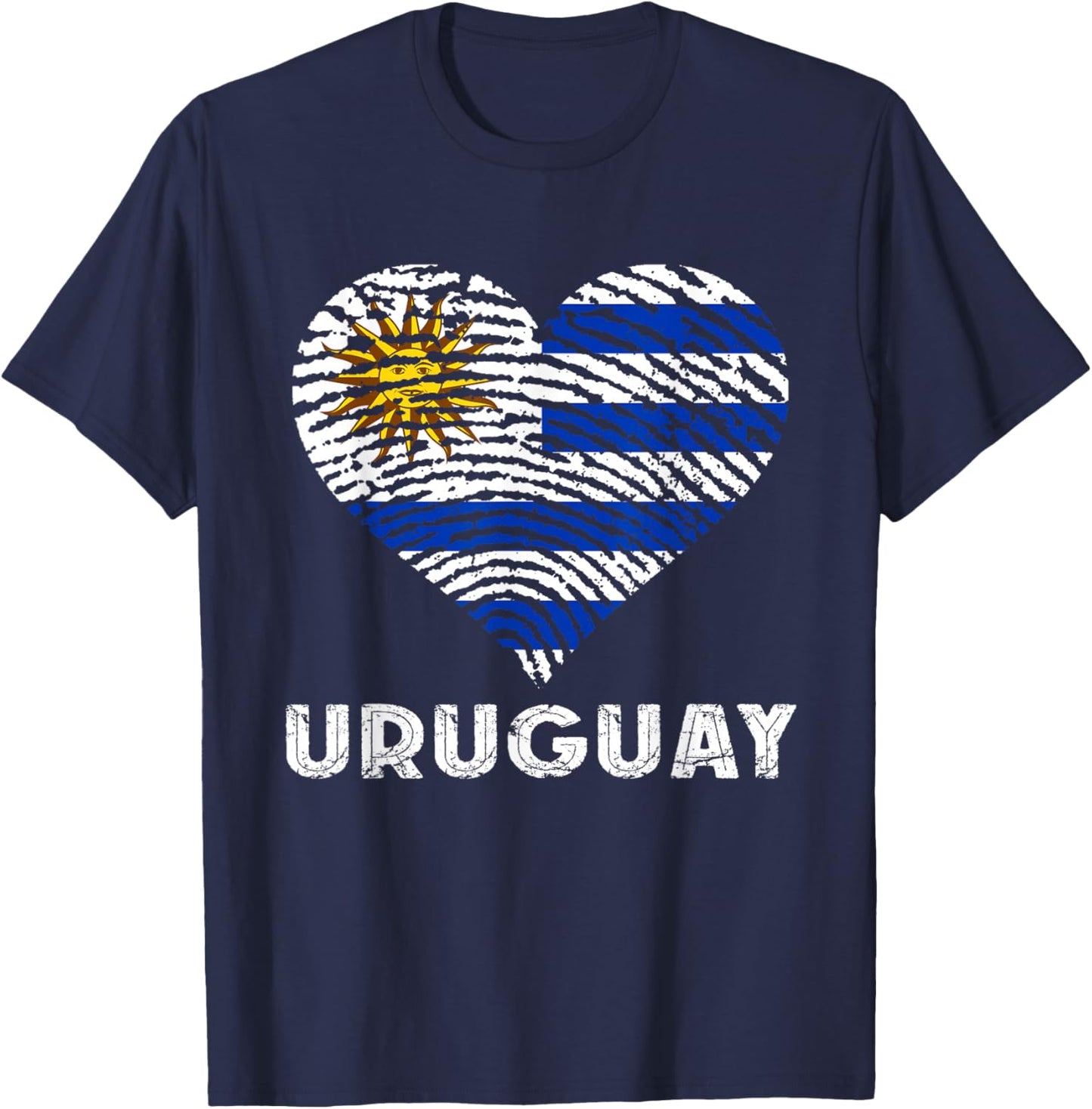 Uruguay Flag Heart Uruguayan Pride Uruguayan Roots T-Shirt - T-Shirt | Navy