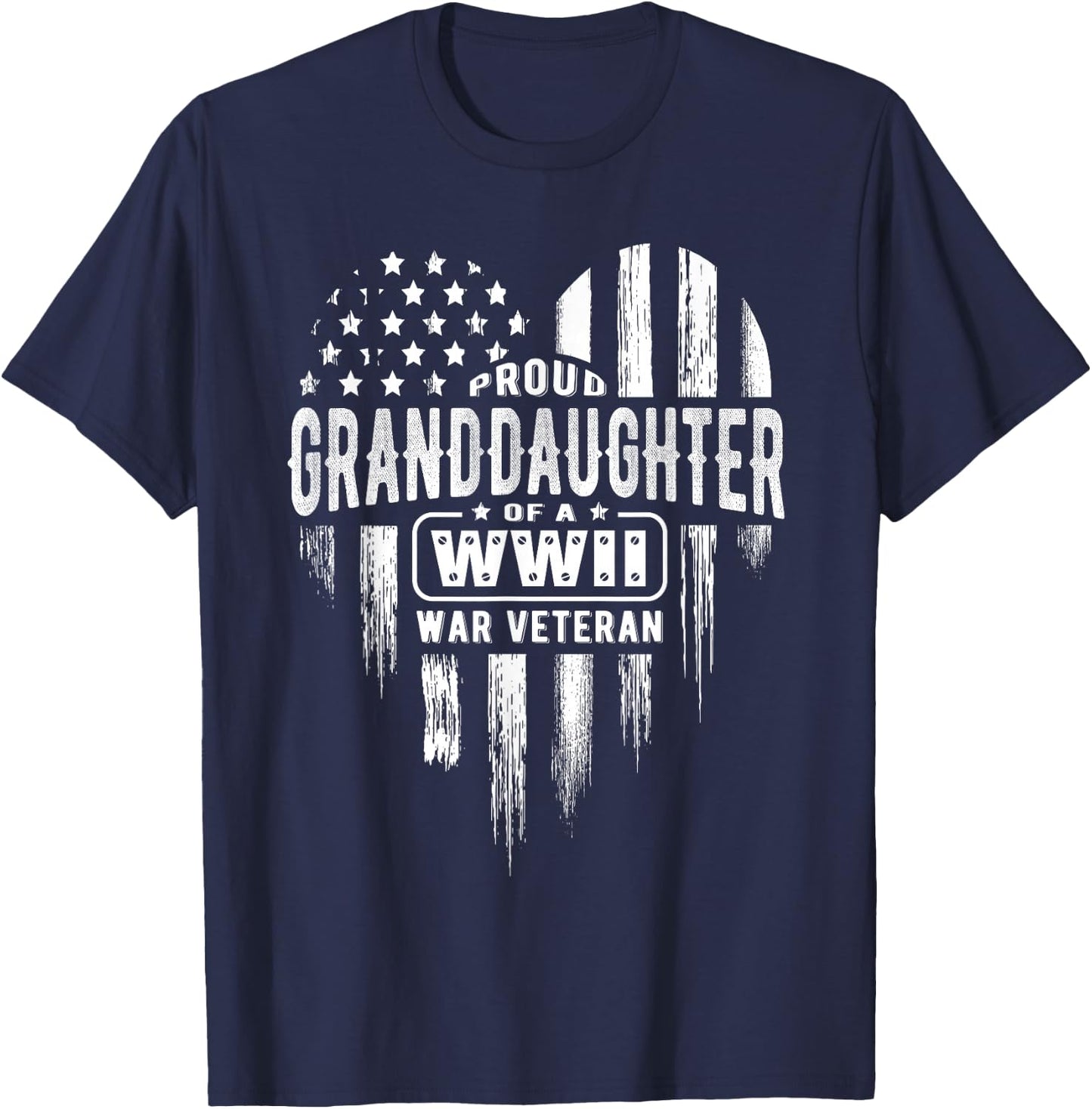 Proud Granddaughter WWII Vet Grandpa Veterans Day T-Shirt - T-Shirt | Navy