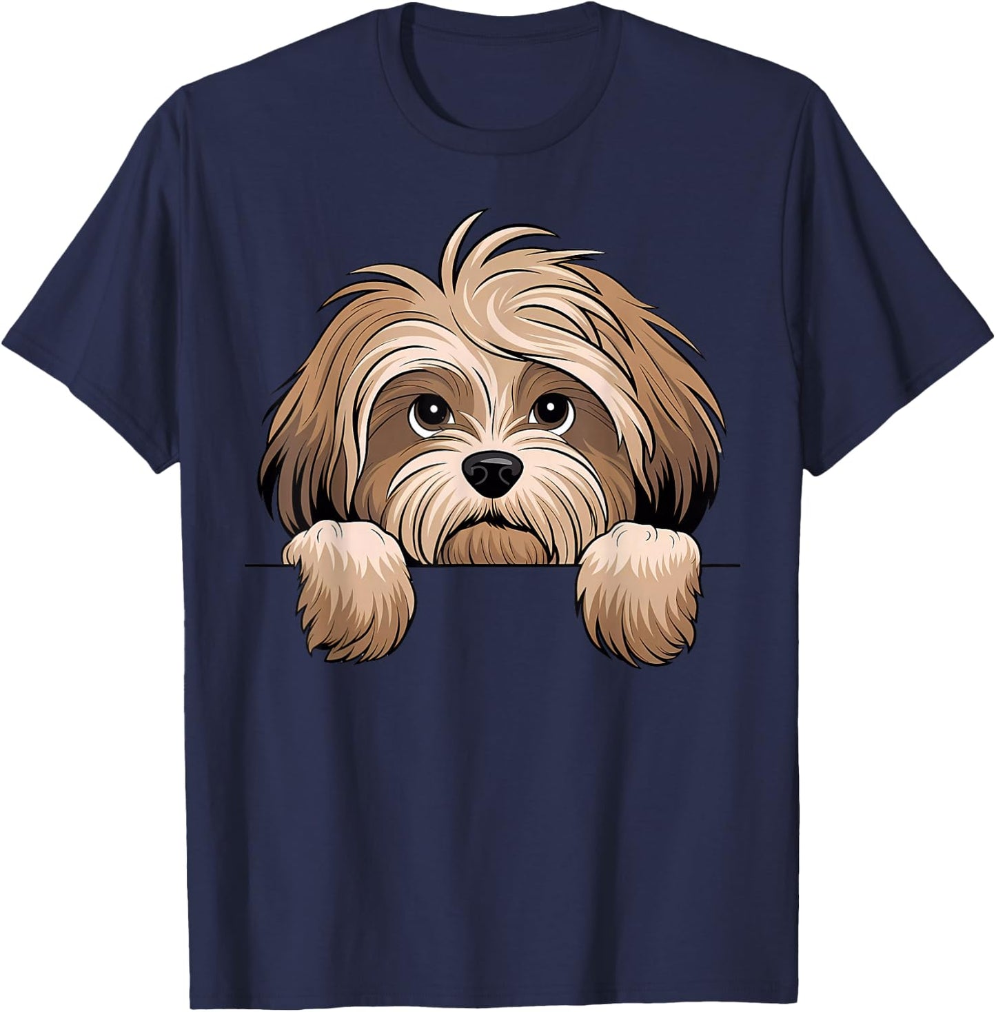 Cute Havanese Peeking Puppy Dog Lover Funny T-Shirt - T-Shirt | Navy