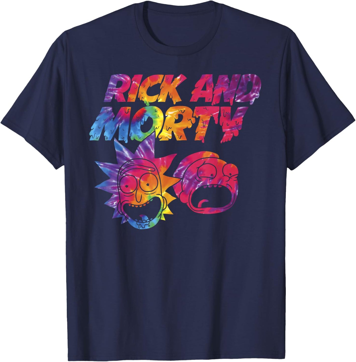 Mademark x Rick and Morty - Rick And Morty Tie Dye Drip Graphic T-Shirt - T-Shirt | Navy