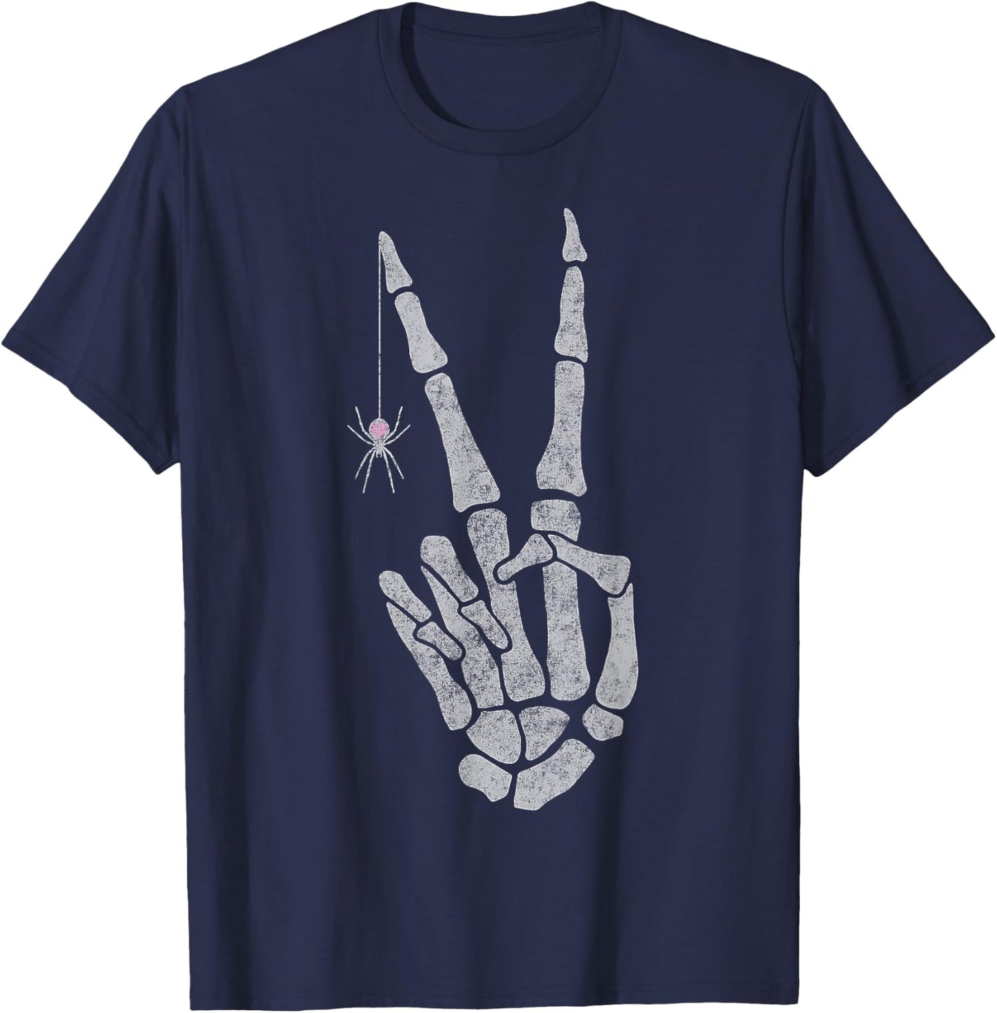 Skeleton Hands Peace Sign T-Shirt - T-Shirt | Navy