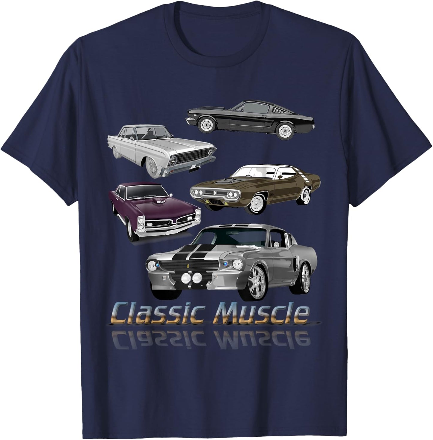 Classic American Muscle Cars Novelty Small T-Shirt - T-Shirt | Navy