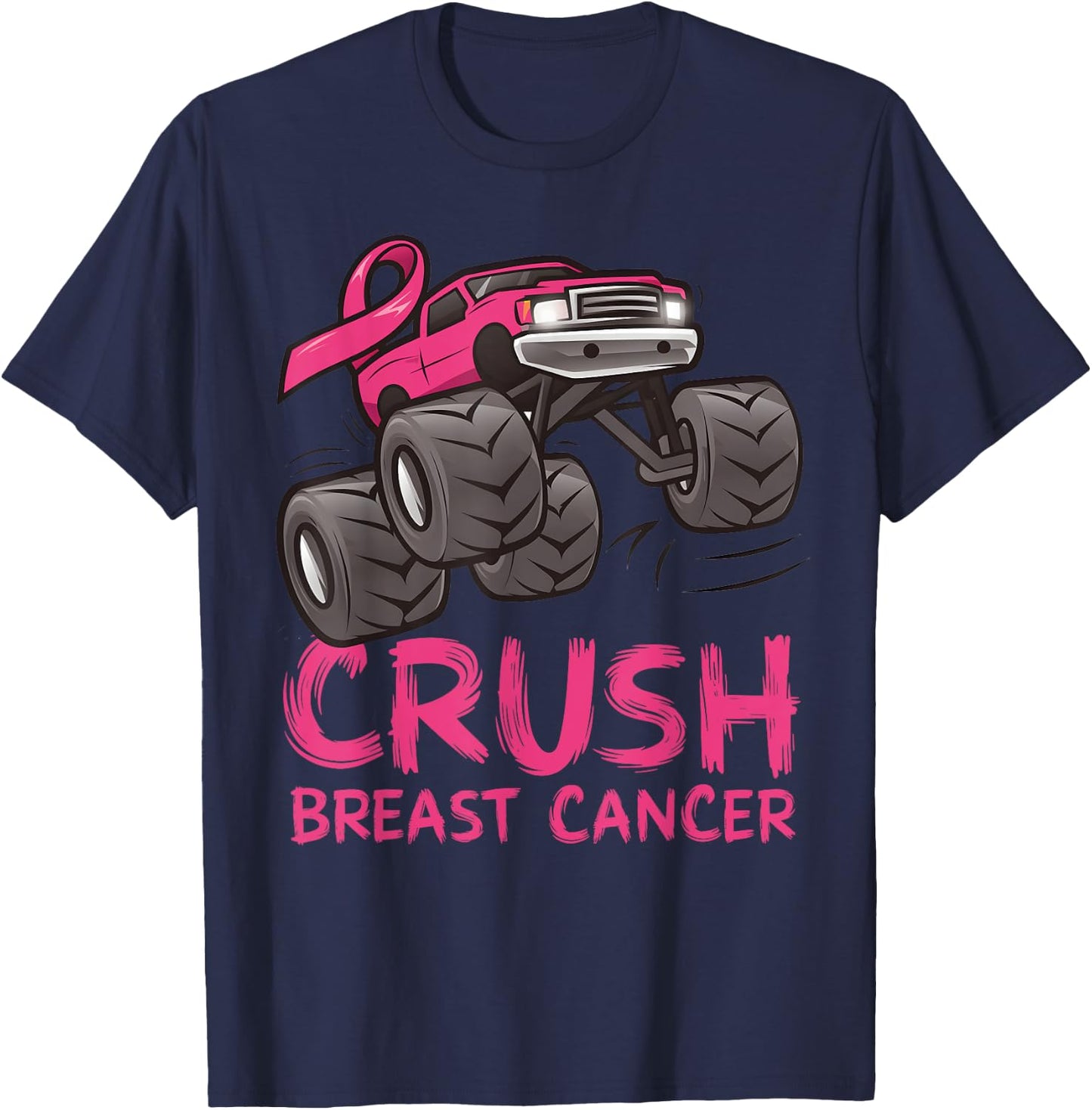 Crush Breast Cancer Pink Ribbon Awareness For Kids T-Shirt - T-Shirt | Navy