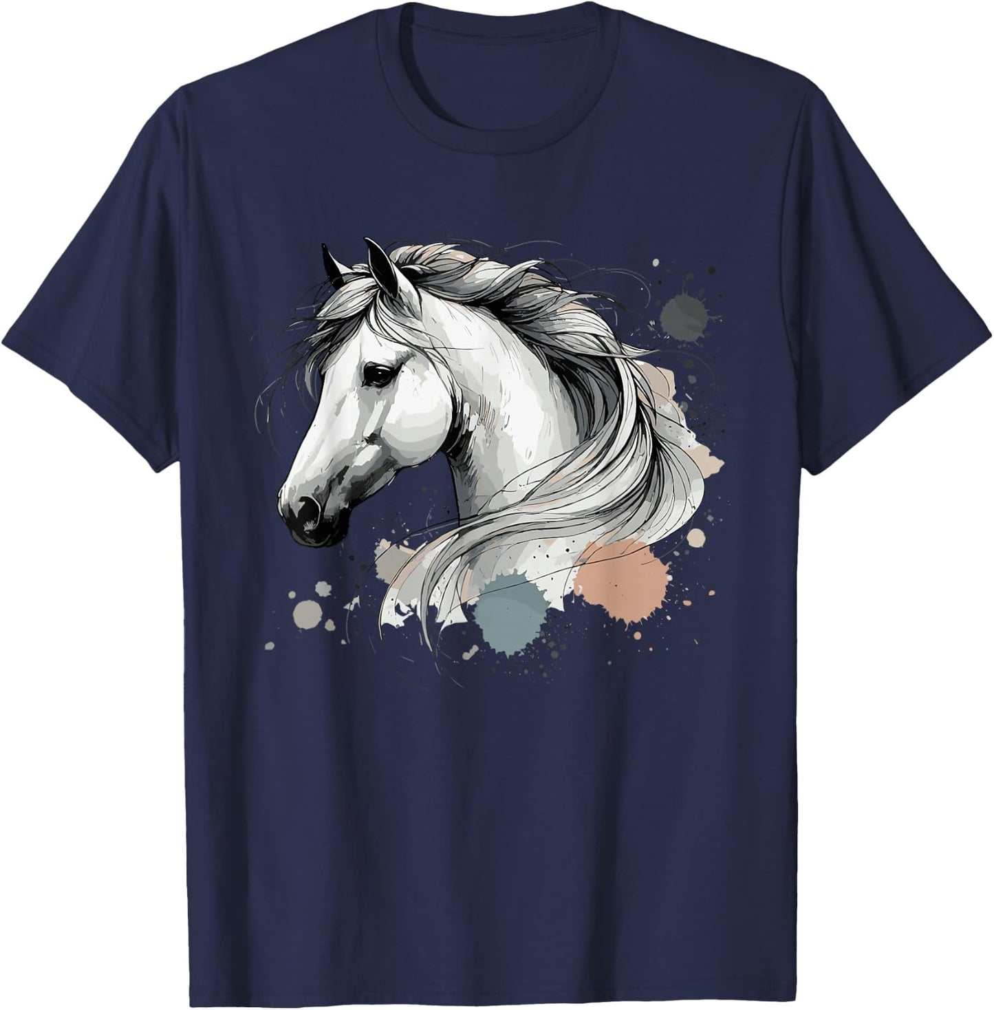 Horse Riding; Horse Portrait; Equestrian & Western Horseback T-Shirt - T-Shirt | Navy