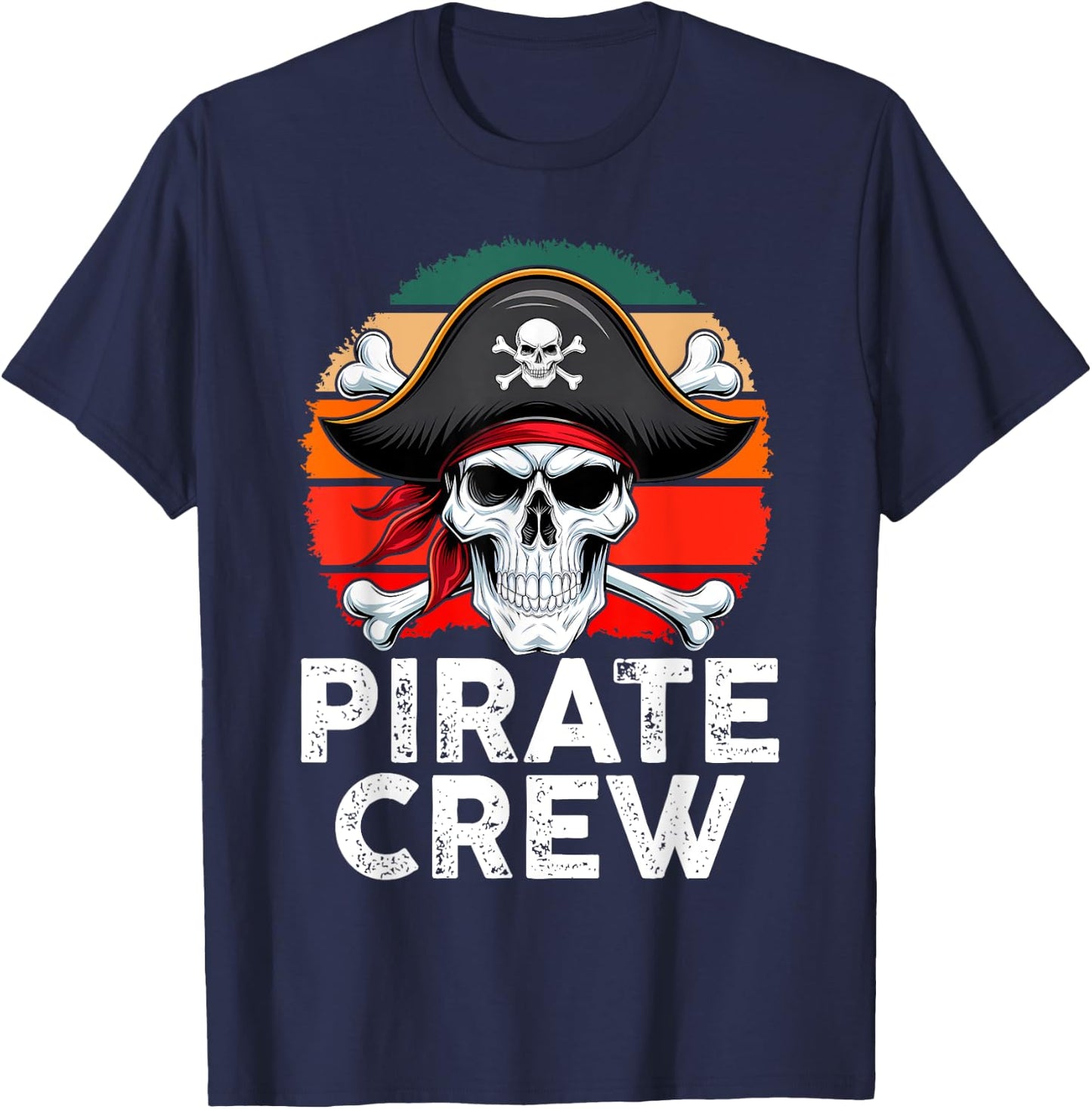 Kids Boys Pirate Crew Birthday Party Supplies Group Matching T-Shirt - T-Shirt | Navy