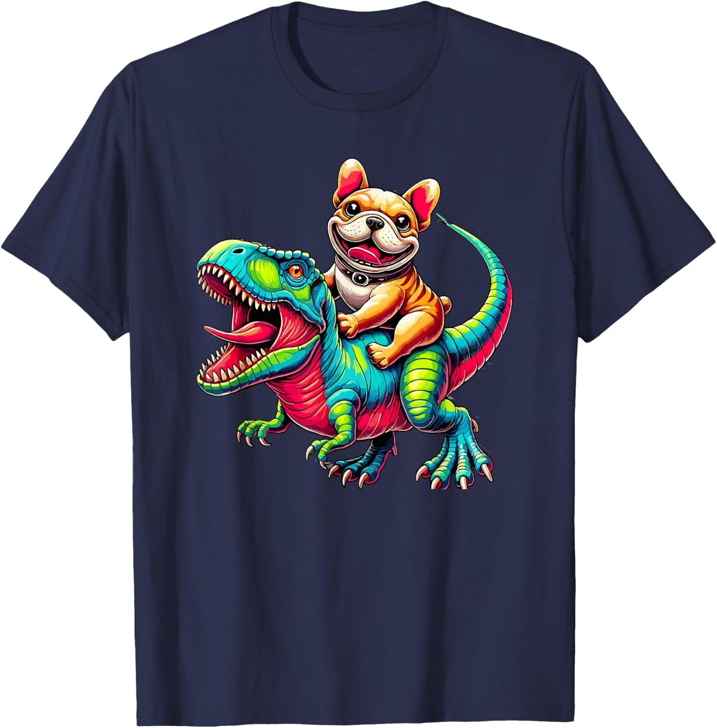 Dinosaur T-Rex French Bulldog Tyrannosaurus Rex Frenchie Women Kids T-Shirt - T-Shirt | Navy