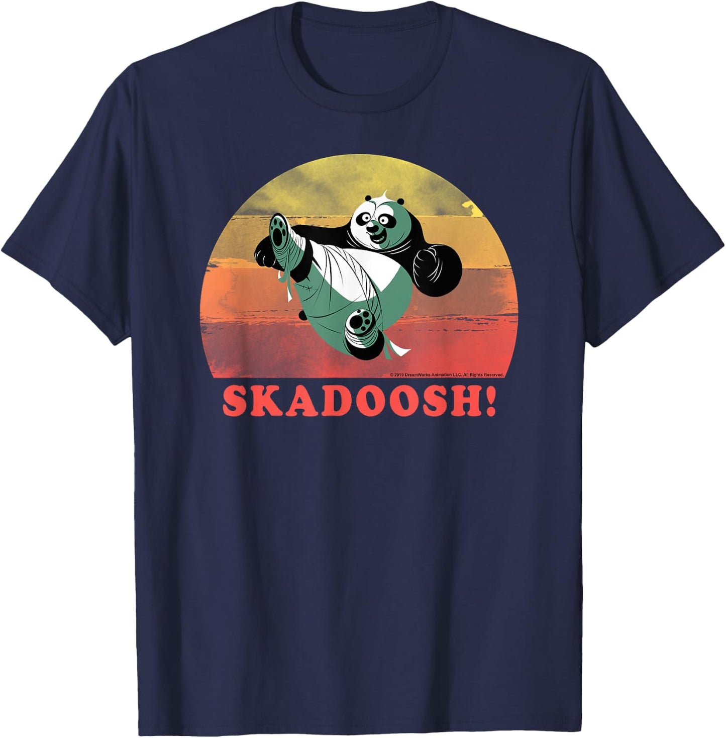Kung Fu Panda Skadoosh! Retro Circle Portrait T-Shirt - T-Shirt | Navy