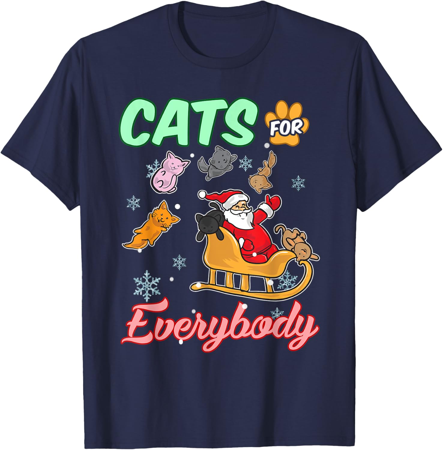 Cats for Everyone Santa Christmas T-Shirt - T-Shirt | Navy