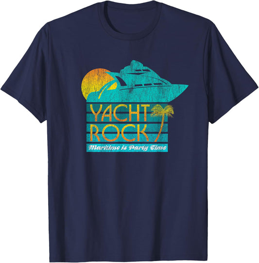 Yacht Rock Party Boat Drinking Maritime = Party Time T-Shirt - T-Shirt | Navy