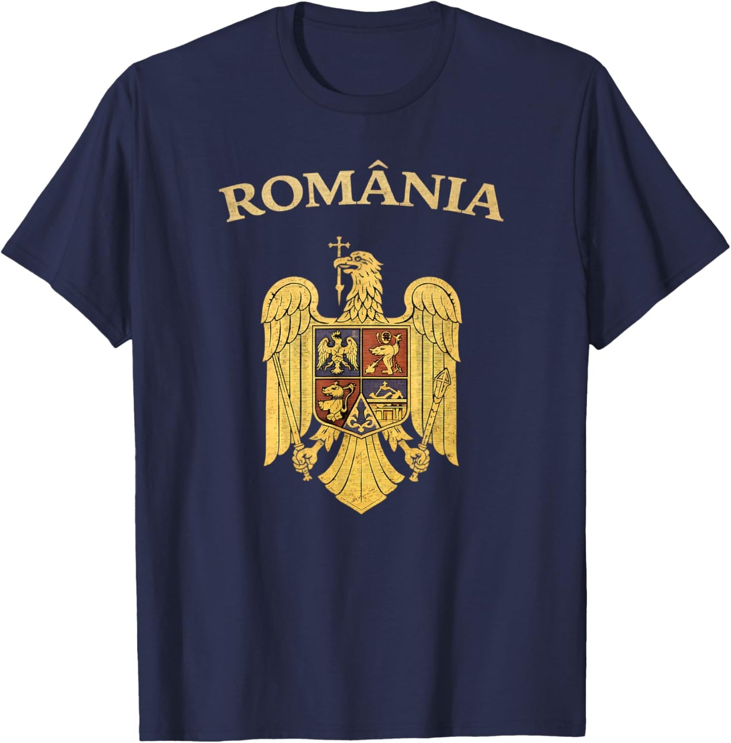 Romania Vintage Eagle Heritage Romanian Pride T-Shirt - T-Shirt | Navy